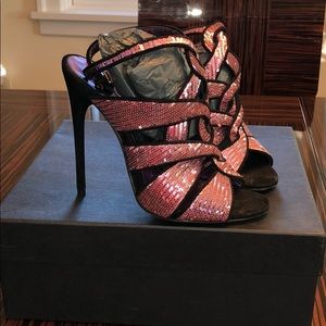 Tom Ford Pink Sequin Black Suede Heels!